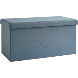 Dunelm Faux Linen Pacific Blue Storage Bench 76x38cm