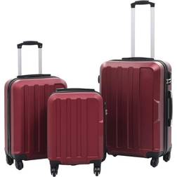 vidaXL Hard Suitcase Set of 3 - Wine Red