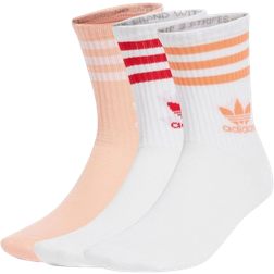 adidas Mid Cut Crew Socks 3-pack - White/Glow Pink/White