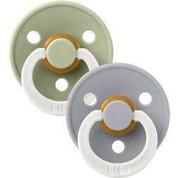Bibs Colour Glow Round Pacifier Latex Size 1 2-pack Sage/Cloud