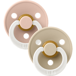 Bibs Colour Glow Round Pacifier Size 1 2-pack Vanilla/Blush
