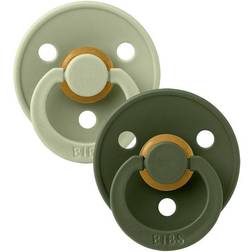 Bibs Colour Round Pacifier Latex Size 1 2-pack Sage/Hunter Green