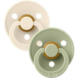 Bibs Colour Rund Napp Latex Str 1 2-pak Ivory/Sage