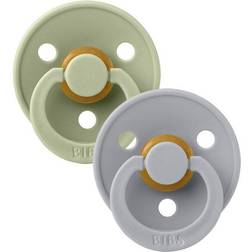 Bibs Colour Rund Napp Latex Str 1 2-pak Cloud/Sage