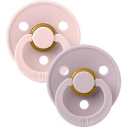 Bibs Colour Round Pacifier Latex Size 1 2-pack Blossom/Dusky Lilac