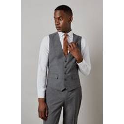 Burton Tonal Check Waistcoat - Mid Grey