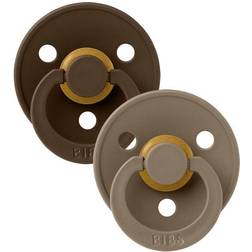 Bibs Colour Round Pacifier Latex Size 1 2-pack Mocha/Dark Oak
