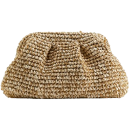 H&M Straw Clutch - Light Beige/Gold Coloured