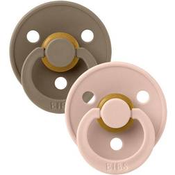 Bibs Colour Round Pacifier Latex Size 1 2-pack Dark Oak/Blush