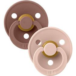 Bibs Colour Round Pacifier Latex Size 1 2-pack Woodchuck/Blush