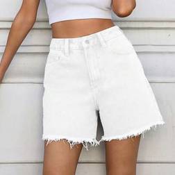 Shein Mobula Sound Modische Gerade Denim Shorts - Musikfestivals