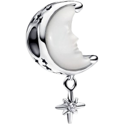 Pandora Moon and North Star Charm - Silver//White/Transparent