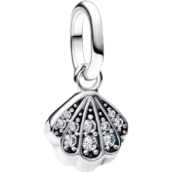 Pandora Sparkling Shell Mini Dangle Charm - Silver/Transparent