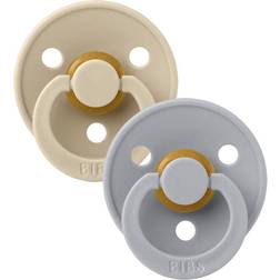 Bibs Colour Round Pacifier Latex Size 1 2-pack Vanilla/Cloud