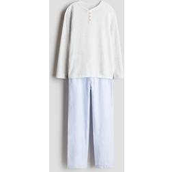 H&M Boys Striped Cotton Pyjamas - Light Blue/Striped