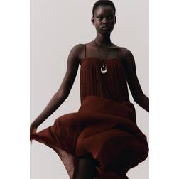 H&M Plissiertes Trägerkleid Damen - Dunkelbraun