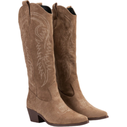 Shein New Vintage Embroidered Boots, Casual Western Boots, Thick Heel Anti-Slip Mid-Calf Boots, Comfortable Versatile Knight Ankle Boots, Autumn/Winter
