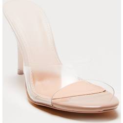 Fashion Nova Faux Patent Stiletto Mules - Clear