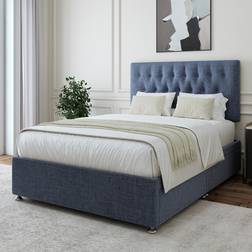 Bedmaster Small Double Midnight Linen Divan Base Blue Continental Bed
