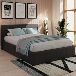 GFW Small Double Black Faux Leather Ottoman Frame Bed