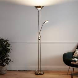 GoodHome Pulmoz Satin Antique Brass Effect LED Light Floor Lamp