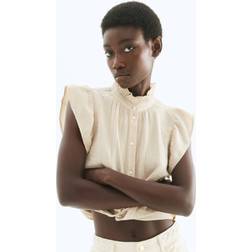 H&M Flutter Sleeved Muslin Blouse - Beige