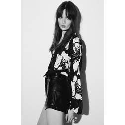 H&M Floral Crinkled Chiffon Blouse - Black/White