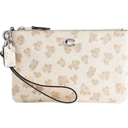 Coach Essential Small Wristlet With Floral Print - Silver/Chalk Multi