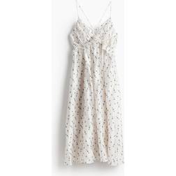 H&M Kleid Mit Volants Damen - Weiß/Geblümt