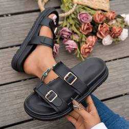 Shein Women Simple Slippers Beach Vacation Slide Flat Sandals
