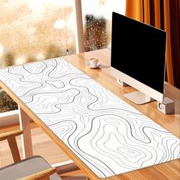 Temu Large White Abstract Terrain Line Mouse Pad