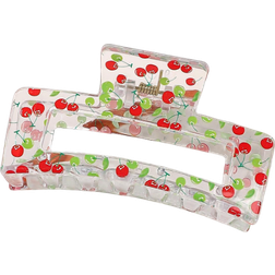 Shein 1pc 8.5cm Square Cherry Fruit Print Hair Clawclaw Clipshair Clips Hair Jaw Clip Hair Clamps Hair Clutch Hair Catcher Clip