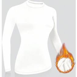 Shein Fitted Ribbed Crew Neck Long Sleeve Base Layer - White