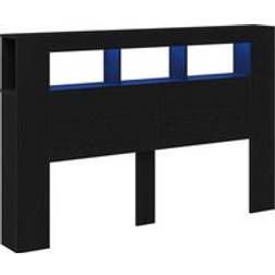 vidaXL Huvudgavel Med LED Svart Ek 160x18.5x45 cm Sänggavel