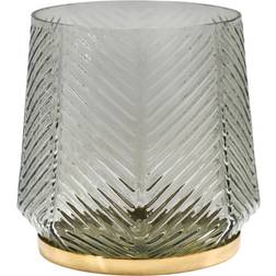 Ivyline Elm Embossed Clear Grey/Gold Candle Holder 20cm