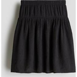 H&M Pige Crinkled Nederdel I Chiffon - Mørkegrå