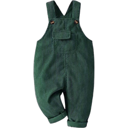 Shein Solid Color Cargo Pocket Casual Bib Pants For Baby Boy