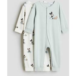 H&M Baby Pigg 2-Pack Pyjamas Med Tryck - Ljusturkos/Musse