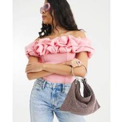River Island Womens Pink Diamante Ring Handle Bag