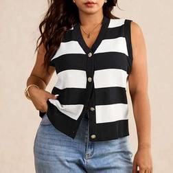 Shein Plus Size Sleeveless Knitted Sweater Vest - Fashionable