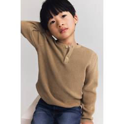 H&M Boys Waffle-knit Henley Jumper - Beige