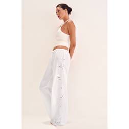 H&M Bestickte Pyjamahose Damen - Weiß