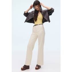 H&M Wide High Jeans - Cremefarben