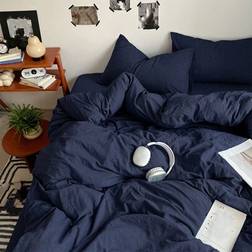 Shein 3pcs Dark Dormitory Bedroom Bedding Set Duvet Cover Blue