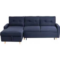 Beliani Right Hand Upholstered Tufted Corner Bed Sofa 3 Seater