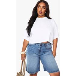 boohoo Basics Plus Boxy Crop T-Shirt - White