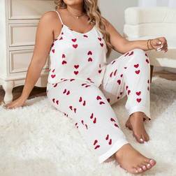 Shein Plus Heart Print Cami Top Trousers PJ Set