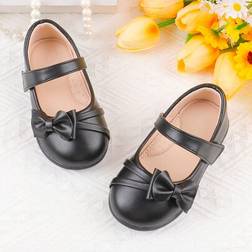 Shein Elegant Black Bow Decor Flat Shoes - Autumn Winter