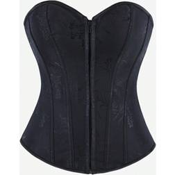 Shein Women Overbust Corset Top With Zipper Lace Up Back Floral Print