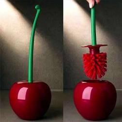 Shein 1PC Cherry Red Detachable Toilet Brush Set - Portable Creative Bathroom Accessories With Cute Fruit-Shaped Holder, Anti-Splash Toilet Cleaning Kit For Small Space & Travel Use Bathroom Decor Summer